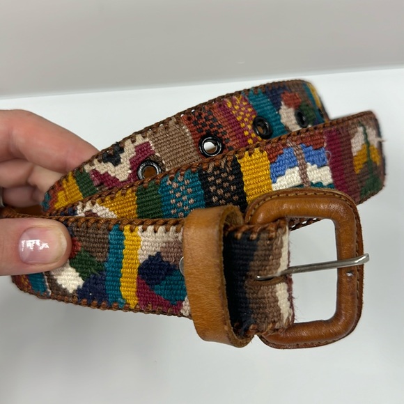 handmade Accessories - Handmade embroidery and leather stitched belt 42